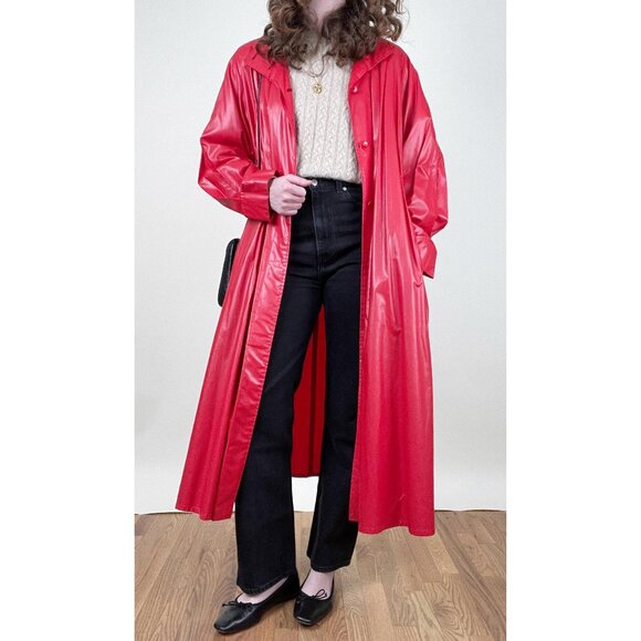 Vintage Long Rain Jacket Trench Coat Duster Oversized Maxi Scandinavian Raincoat - Picture 7 of 12